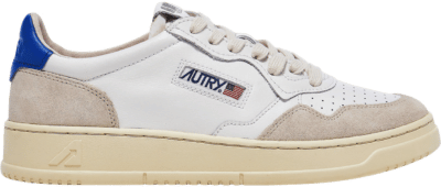 Autry Medalist Leather Suede Low White Azure Beige AULM-LS49