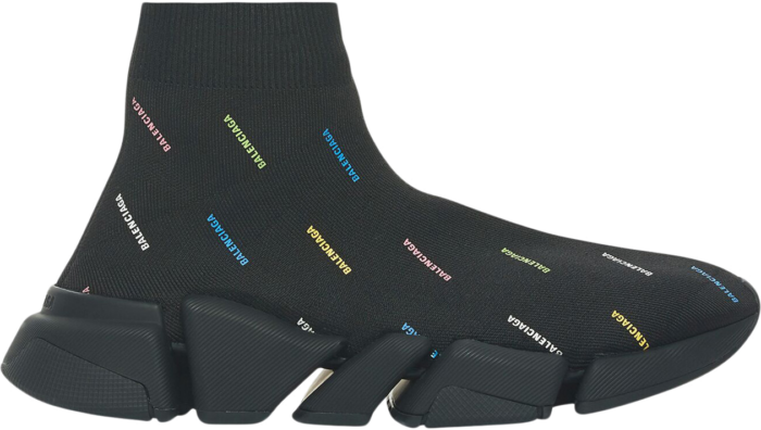 Balenciaga Speed 2.0 AllOver Logo Recycled Knit Black Multicolor 617239W2DF01088