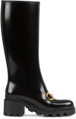 Gucci Horsebit Knee-High Boot Black Rubber (W) 659707 JCCP0 1000