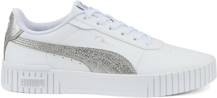 PUMA Carina 2.0 Distressed Sneakers Women, White/Silver White,Silver 387622_02
