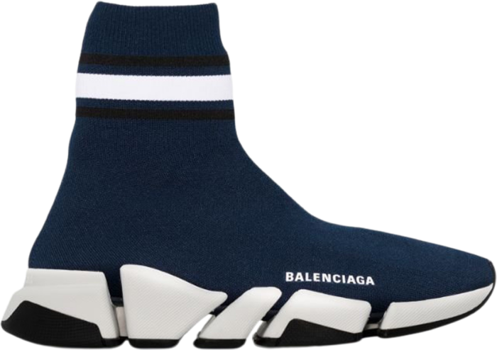 Balenciaga Speed 2.0 Striped Navy Blue Black White (W) 674608W2F604199