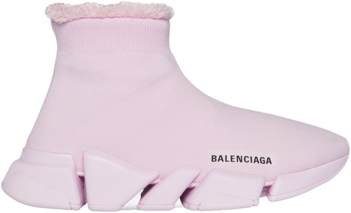 Balenciaga Speed 2.0 Recycled Knit Fake Fur Pink (W) 669789W2DI35601