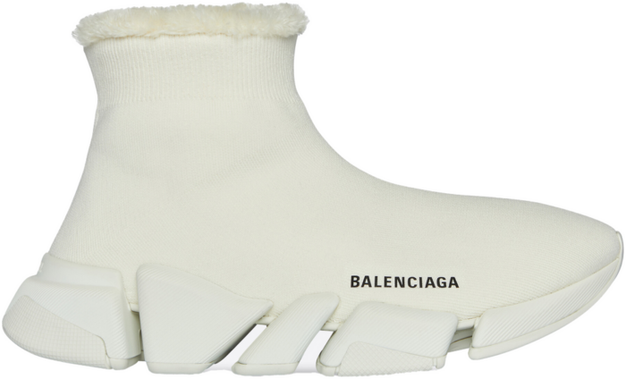 Balenciaga Speed 2.0 Recycled Knit Fake Fur Beige (W) 669789W2DI39015