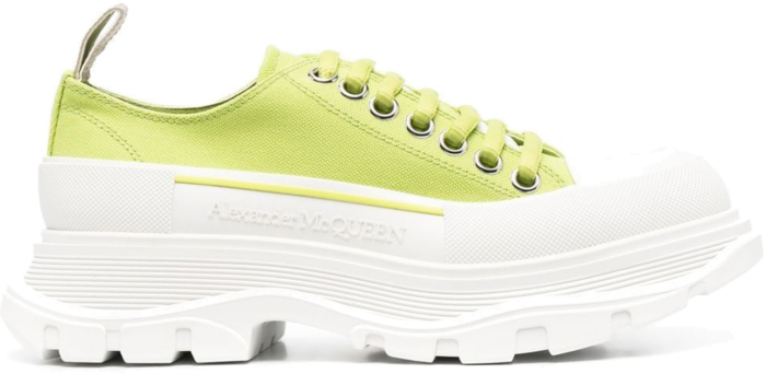 Alexander McQueen Tread Slick Low Lace Up Canvas Lime Green White (W) 611705 W4MV2
