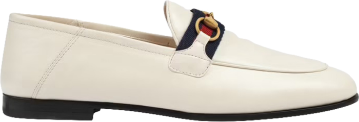 Gucci Slip On Loafer with Web White Leather 631619 CQXM0 9065