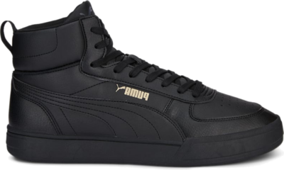Men’s PUMA Caven Mid Boot Sneakers, Black/Gold Black,Black,Gold 385843_04