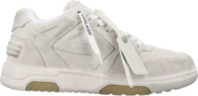 OFF-WHITE Out Of Office OOO Low Tops Vintage Suede Destressed White OMIA189F22LEA0120101