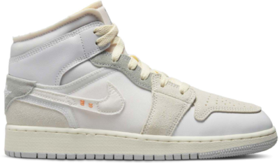 Jordan 1 Mid SE Craft Inside Out White Grey (GS) DQ3726-100