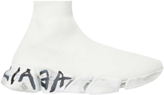 Balenciaga Speed 2.0 Graffiti Recycled Knit White (W) 617196W2DD42091