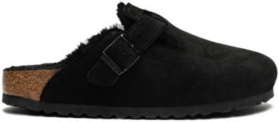 Birkenstock Boston Shearling (Medium/Narrow Fit) Suede Leather Black 259883