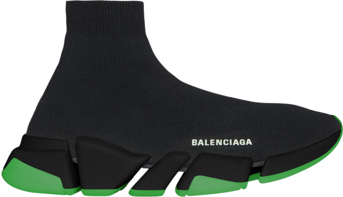 Balenciaga Speed 2.0 Clear Sole Black Neon Green Black 654020W2DI81038