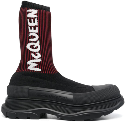 Alexander McQueen Tread Slick Sock Boot Black Red 705671W4UD1 1550