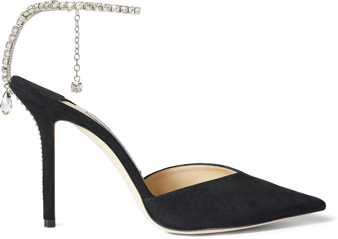 Jimmy Choo Saeda Mm Pump Crystal Embellished Black Suede Saeda Ewa Black