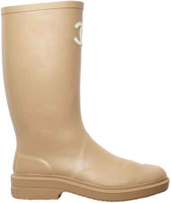 Chanel Rubber Rain Boots Beige G39620 X56326 0Q304