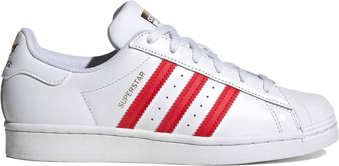 Adidas superstar red store stripe womens