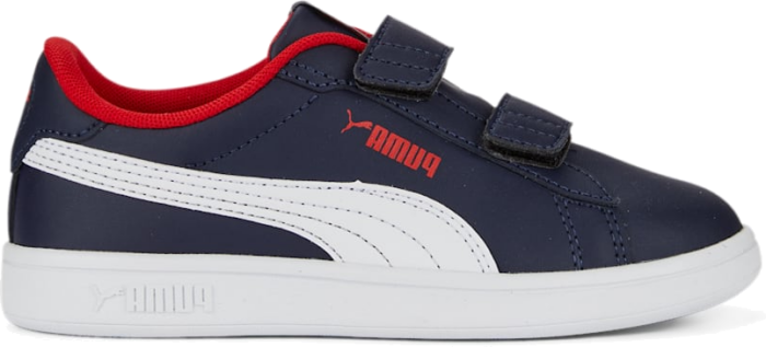 PUMA Smash 3.0 Leather V Sneakers Kids, Dark Blue Navy,White,For All Time Red 392033_04