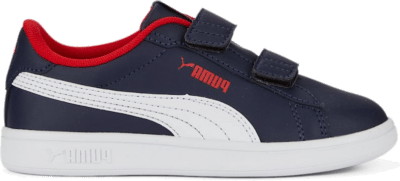 PUMA Smash 3.0 Leather V Sneakers Kids, Dark Blue Navy,White,For All Time Red 392033_04