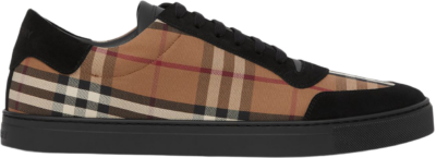 Burberry Vintage Check Cotton and Suede Sneakers Birch Brown Black 80617561