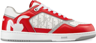 Dior B27 Low ERL Red and White Smooth Calfskin and White Dior Oblique Galaxy Leather with Rabbit Motif 3SN272ZWB_H300