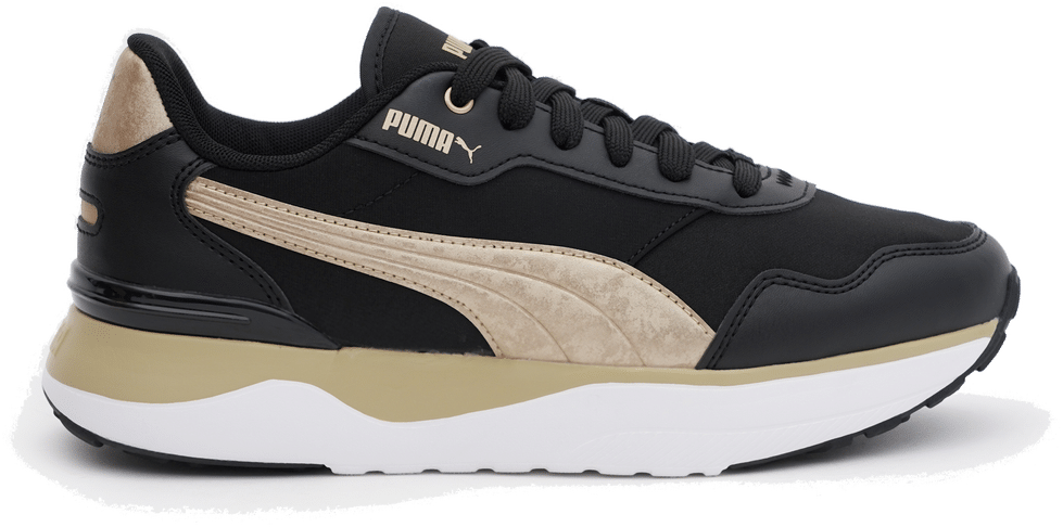 Women's black and cheap gold puma sneakers