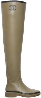 Chanel Thigh High Rubber Rain Boots Dark Beige G39625 X56326 K5218