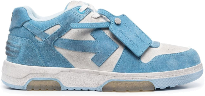 OFF-WHITE OOO Low Out Of Office Vintage Suede White Light Blue OMIA189S23LEA0110140