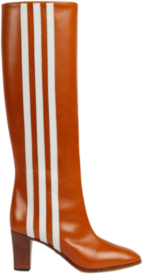adidas x Gucci 73mm Knee-High Boots Cognac Leather 715584 AFE70 2341