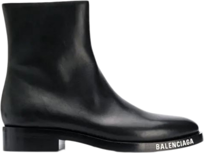 Balenciaga Leather Ankle Boot Black White Logo 590717WA7201000