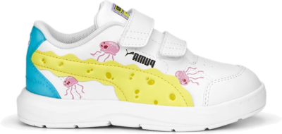 PUMA x Spongebob Evolve Court Sneakers Kids, White/Celandine/Hero Blue 390870_01