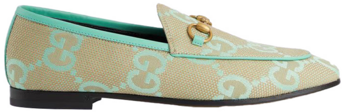 Gucci Jumbo GG Jordaan Loafer Beige Mint Green Canvas 431467 FABB1 8867