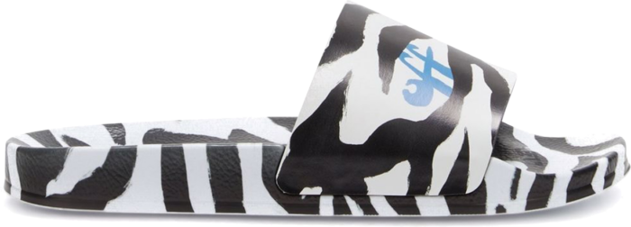 OFF-WHITE Pool Slides Zebra Print Black White Blue (Women’s) OWIC004S22MAT0011001