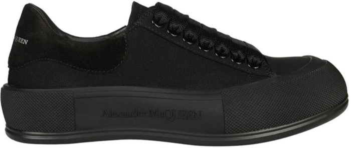Alexander McQueen Deck Skate Plimsoll Lace-Up Triple Black (Women’s) 654593 W4PQ1 1000