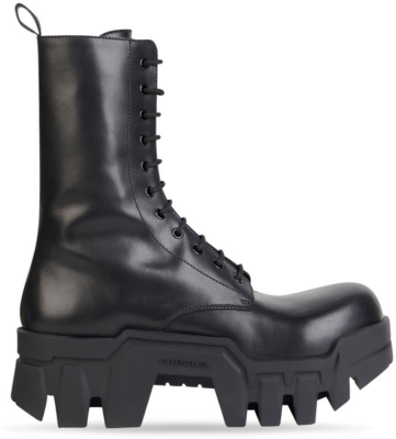 Balenciaga Bulldozer Laceup Boot Black Calfskin 672502WBCQ01000