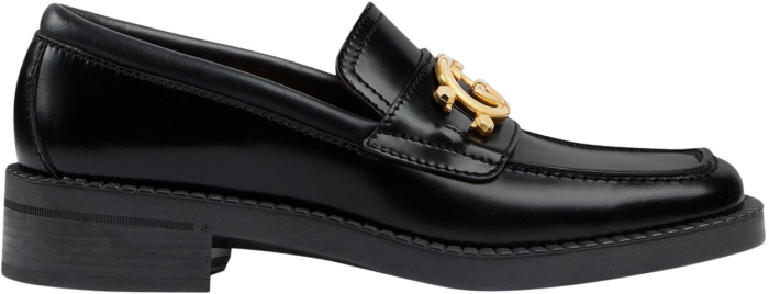 Gucci Interlocking G Loafers Black Leather 701791 10R60 1000
