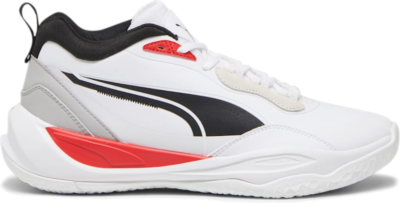Men’s PUMA Playmaker Pro Plus Basketball Shoe Sneakers, White/For All Time Red 379156_01
