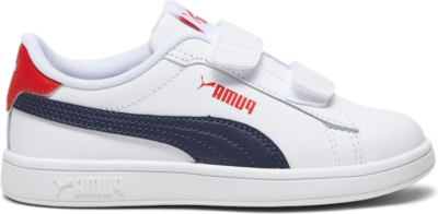 PUMA Smash 3.0 Leather V Sneakers Kids, Dark Blue White,Navy,For All Time Red 392033_11
