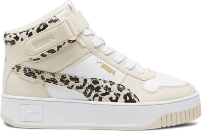 PUMA Carina Street Animal Mid Women’s Sneakers, White/Alpine Snow/Gold 394675_01