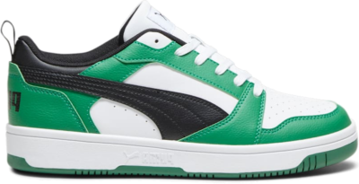 Women’s PUMA Rebound V6 Low Sneakers, White/Black/Archive Green White,Black,Archive Green 392328_06