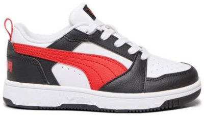 PUMA Rebound V6 Lo Kids’ Sneakers, White/For All Time Red/Black White,For All Time Red,Black 393834_04