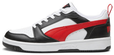 Women’s PUMA Rebound V6 Low Sneakers, White/For All Time Red/Black White,For All Time Red,Black 392328_04