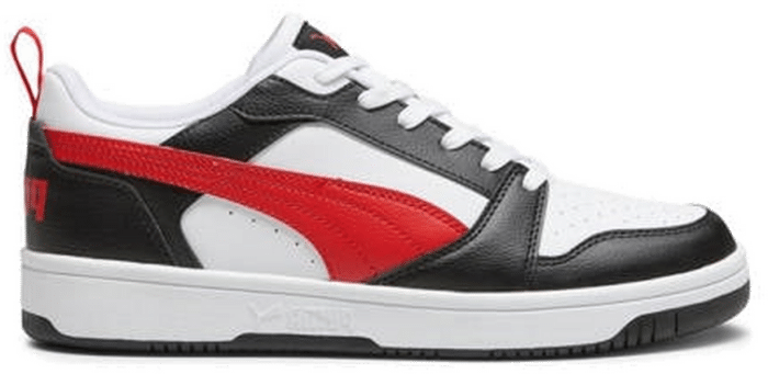 Women’s PUMA Rebound V6 Low Sneakers, White/For All Time Red/Black White,For All Time Red,Black 392328_04
