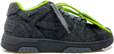 OFF-WHITE Out Of Office ‘OOO’ Low Tops Grey Green Wool OMIA189F22FAB0010707