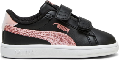 Women’s PUMA Smash 3.0 Star Glo Toddlers’ Sneakers, Black/Peach Smoothie/White Black,Peach Smoothie,White 392586_02