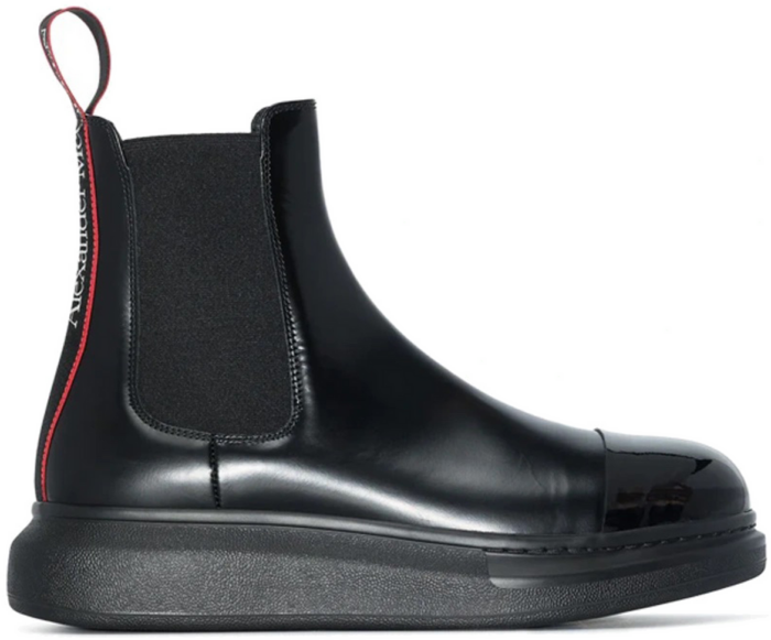 Alexander McQueen Hybrid Leather Chelsea Boot Black Red 665367WHX5V1324