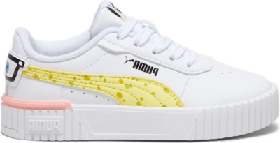 PUMA x Spongebob Squarepants Carina 2.0 Kids’ Sneakers, White/Lemon Meringue/Black 393903_01