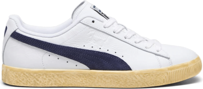 Men’s PUMA Clyde Vintage Sneakers, Dark Blue White,Navy 394687_01