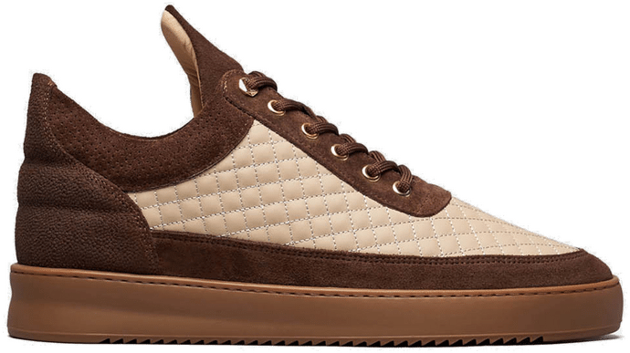 Low Top Quilted Brown Filling Pieces ; Brown ; Heren Brown