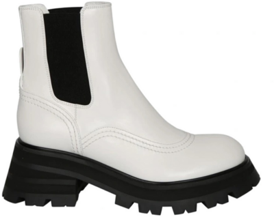 Alexander McQueen Wander Chelsea Boots White Black (Women’s) 666368WHZ849360