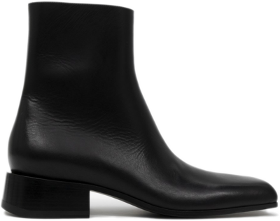 Balenciaga Square Toe Leather Ankle Boot Black 678108WBC301000