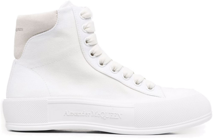 Alexander McQueen Deck Plimsoll High Top Sneaker Optical White (Women’s) 666381W4MV79000
